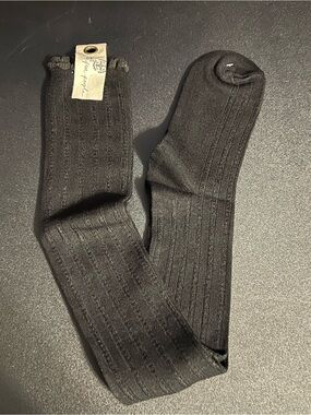 NWT Free People Black Ribbed Knee-High Socks